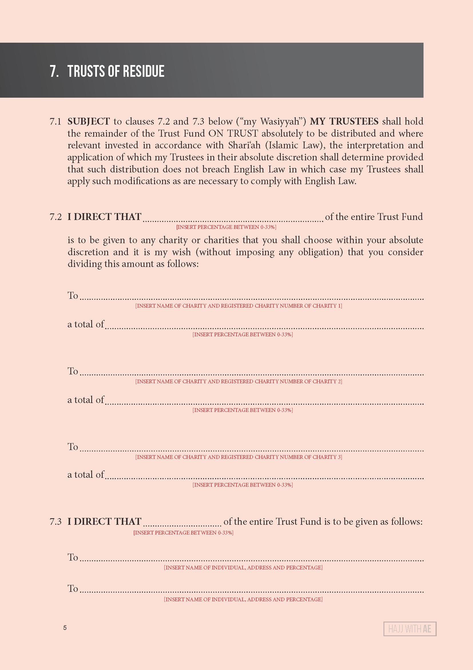 Will templates and Sample Wills FIW Online